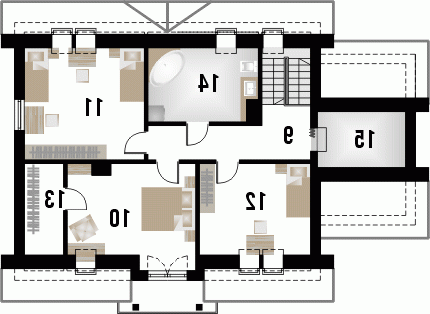 Rzut projektu ANTYLE - wersja lustrzana