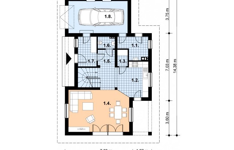 Projekt domu jednorodzinnego A-122 - 