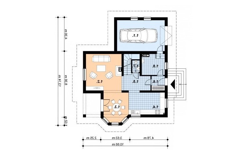 Projekt domu jednorodzinnego A-123 - 