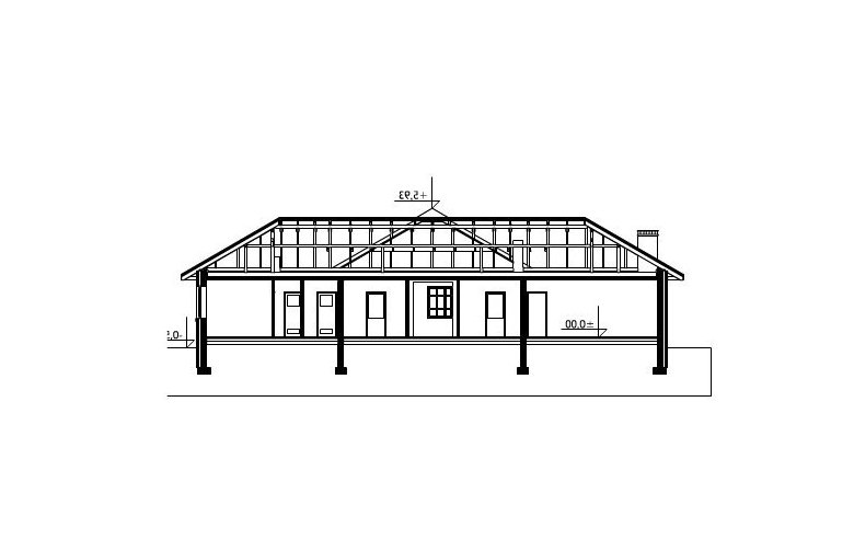 Projekt domu dwurodzinnego Kamieniec - przekrój 1