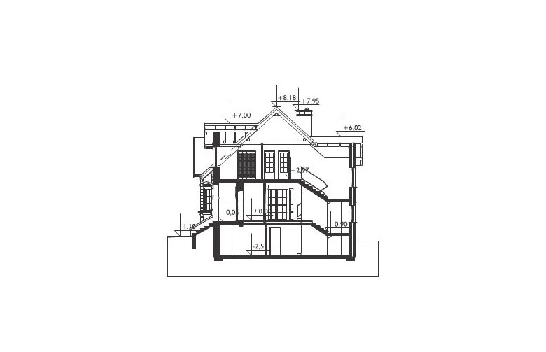 Projekt domu wielorodzinnego Laura - przekrój 1