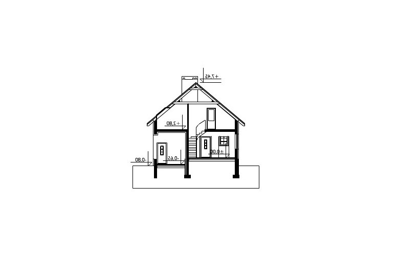 Projekt domu letniskowego Letnisko - przekrój 1