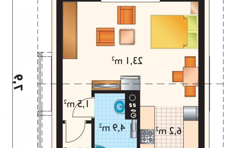 Projekt domu letniskowego Maluch - parter