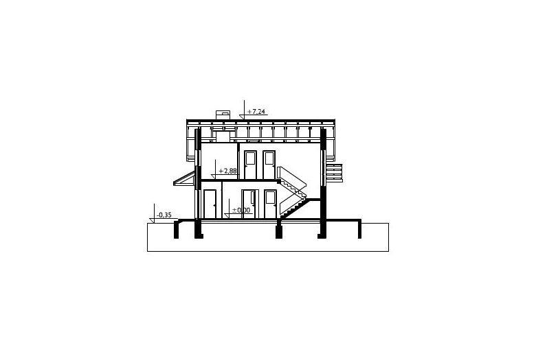 Projekt domu parterowego Meduza - przekrój 1
