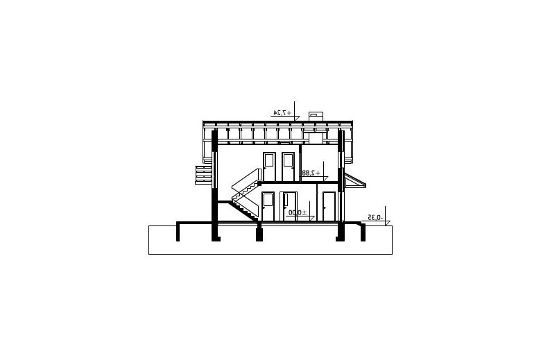 Projekt domu parterowego Meduza - przekrój 1