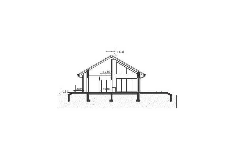 Projekt domu dwurodzinnego Mela - przekrój 1