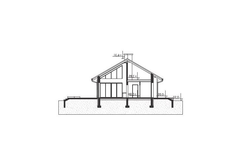 Projekt domu dwurodzinnego Mela - przekrój 1