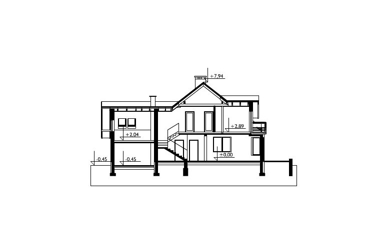 Projekt domu wielorodzinnego Mikołaj - przekrój 1