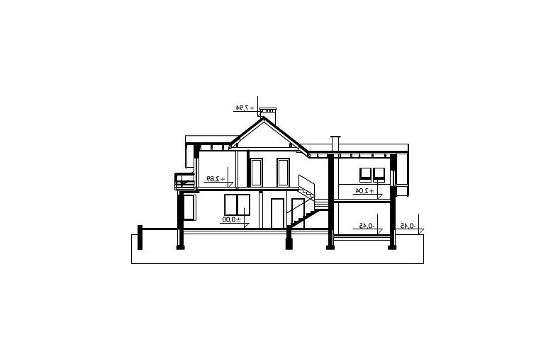 Projekt domu wielorodzinnego Mikołaj - przekrój 1