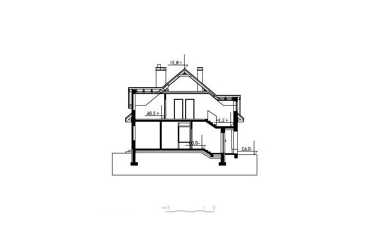 Projekt domu wielorodzinnego Saba - przekrój 1