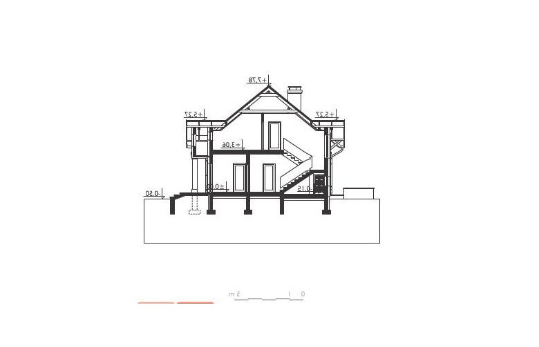 Projekt domu wielorodzinnego Skarbek - przekrój 1