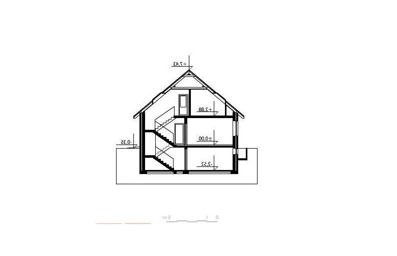 Projekt domu wielorodzinnego Sybilla - przekrój 1