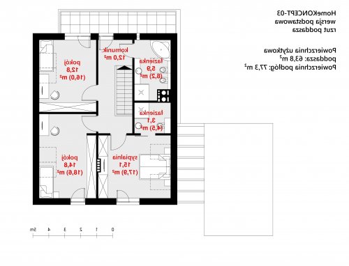 Rzut projektu HomeKoncept 3 - wersja lustrzana