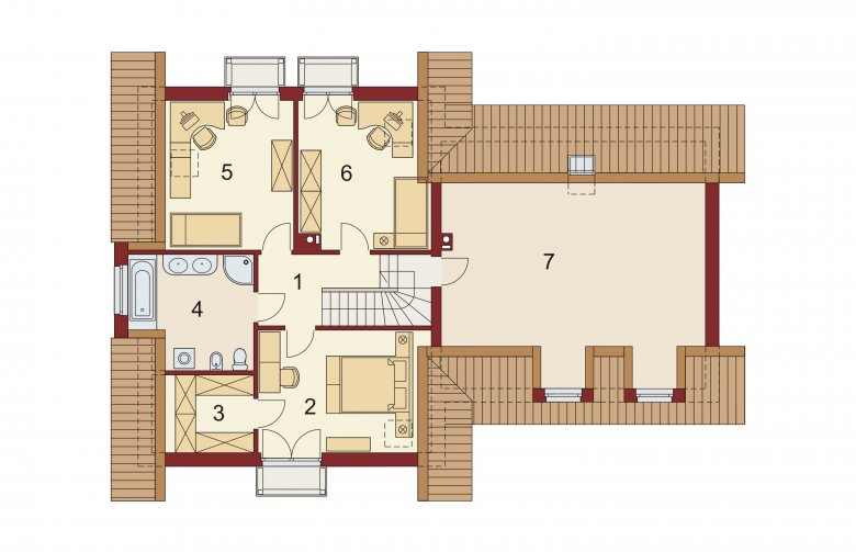 Projekt domu z poddaszem Archimedes 2 - rzut poddasza