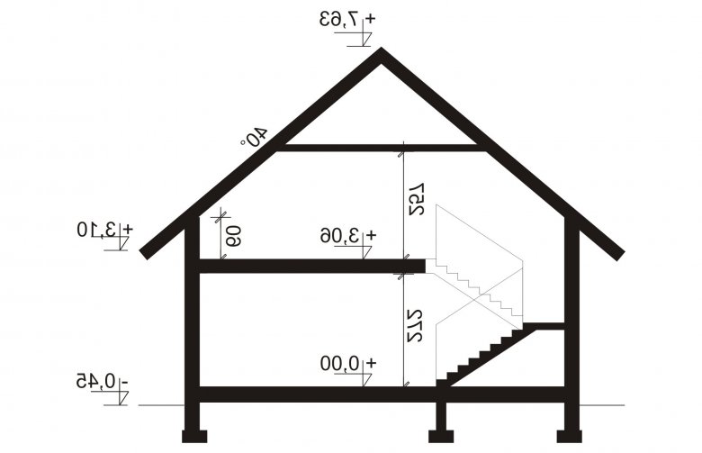 Projekt domu z poddaszem Archimedes - przekrój 1