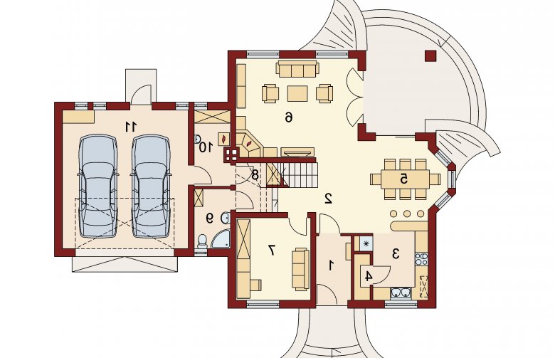 Projekt domu wielorodzinnego Tyberiusz 2 - rzut parteru