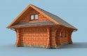 Projekt garażu G4 z bali drewnianych, garaż jednostanowiskowy z poddaszem - wizualizacja 2
