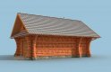 Projekt garażu G4 z bali drewnianych, garaż jednostanowiskowy z poddaszem - wizualizacja 3