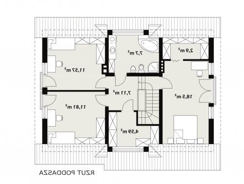 Rzut projektu Nugat 3 EN - wersja lustrzana