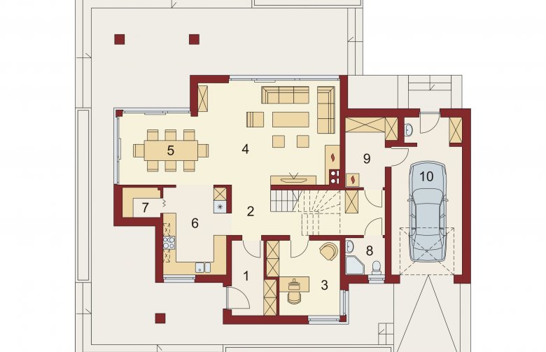 Projekt domu szkieletowego Telmun - rzut parteru