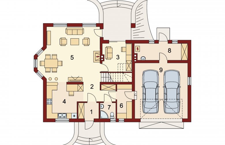 Projekt domu parterowego Hermes 2-G2 - rzut parteru