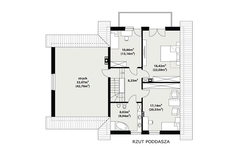 Projekt domu wielorodzinnego Dora 2 - poddasze