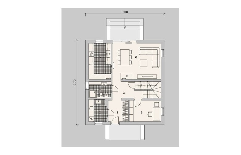 Projekt domu wielorodzinnego LK&1053 - parter