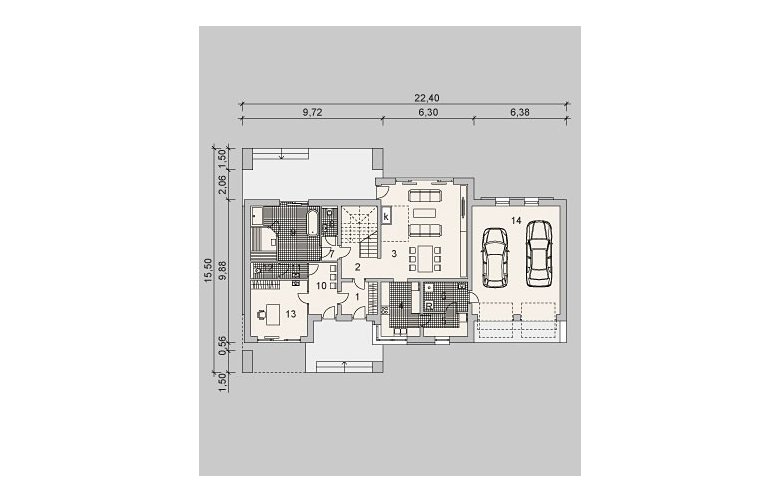 Projekt domu wielorodzinnego LK&1044 - parter