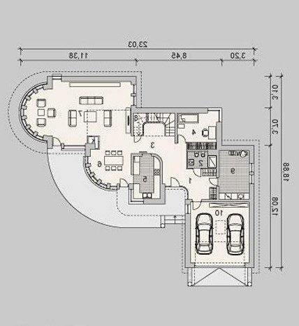 Rzut projektu LK&1012 - wersja lustrzana