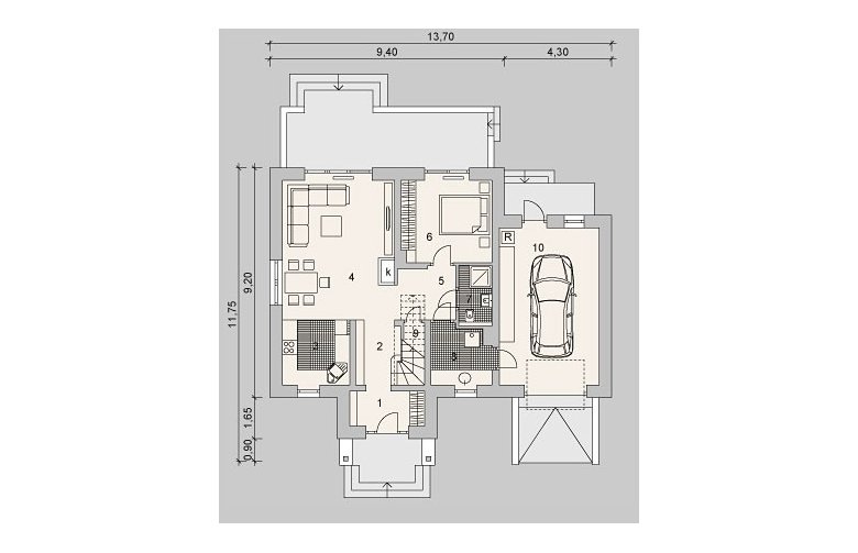 Projekt domu wielorodzinnego LK&1034 - parter