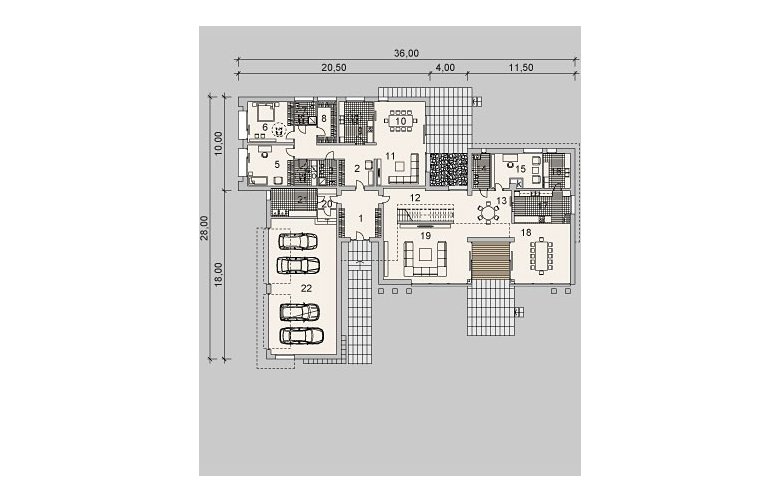 Projekt domu szkieletowego LK&1048 - parter