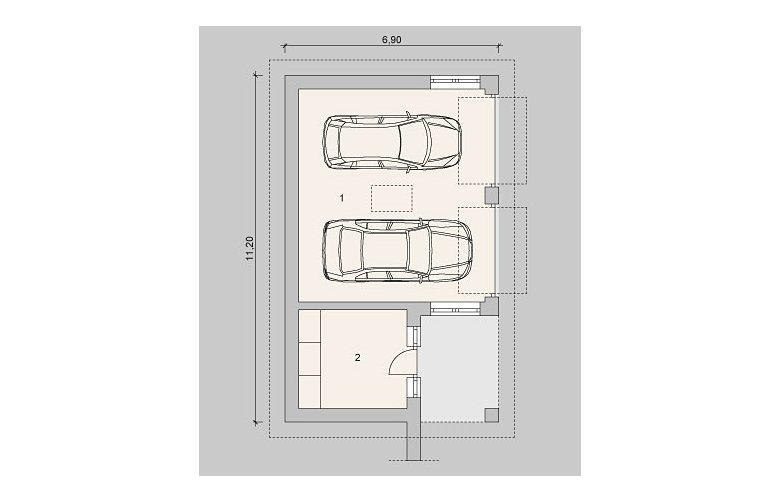 Projekt domu energooszczędnego G55 - parter