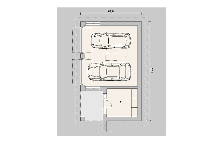 Projekt domu energooszczędnego G55 - parter