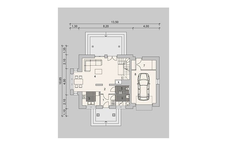 Projekt domu wielorodzinnego LK&1027 - parter