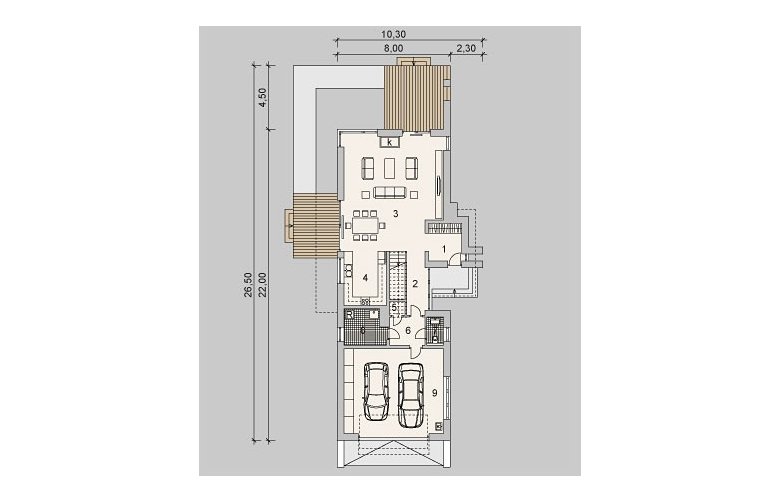 Projekt domu szkieletowego LK&1040 - parter