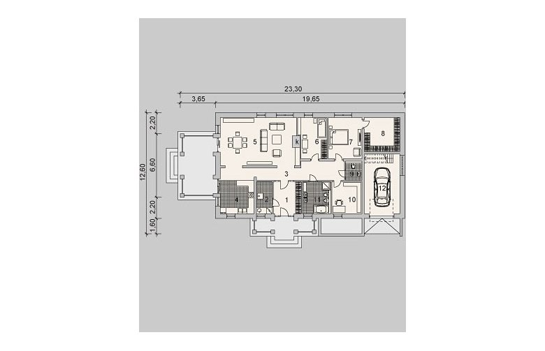 Projekt domu wielorodzinnego LK&989 - parter