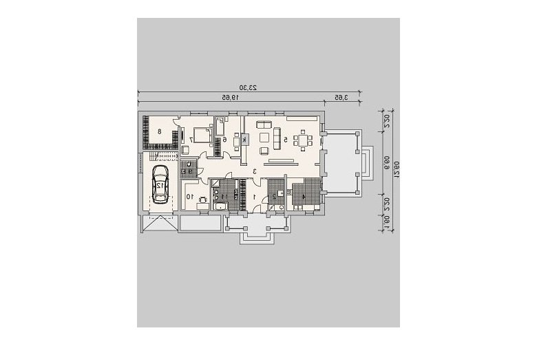 Projekt domu wielorodzinnego LK&989 - parter