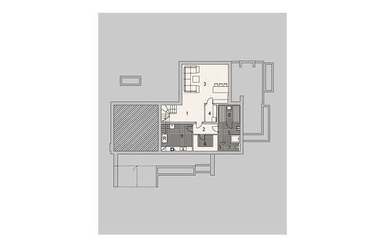 Projekt domu szkieletowego LK&987 - piwnica