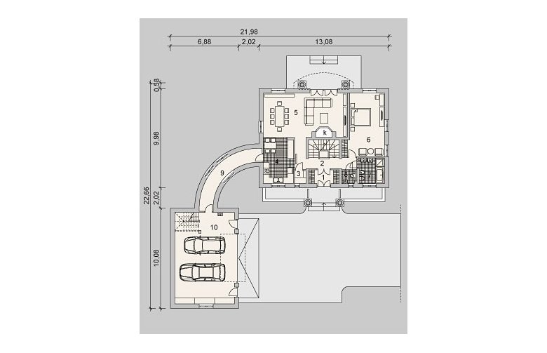 Projekt domu piętrowego LK&973 - parter