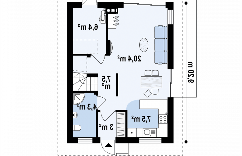 Projekt domu piętrowego Z297 - rzut parteru