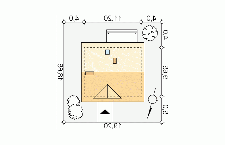 Projekt domu tradycyjnego Indygo 4 MC - Usytuowanie - wersja lustrzana
