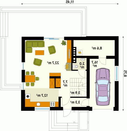 Rzut projektu Anka 2 MC - wersja lustrzana