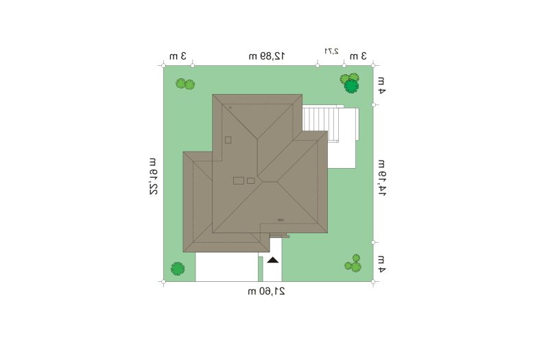 Projekt domu szkieletowego Modena (443) - Usytuowanie - wersja lustrzana