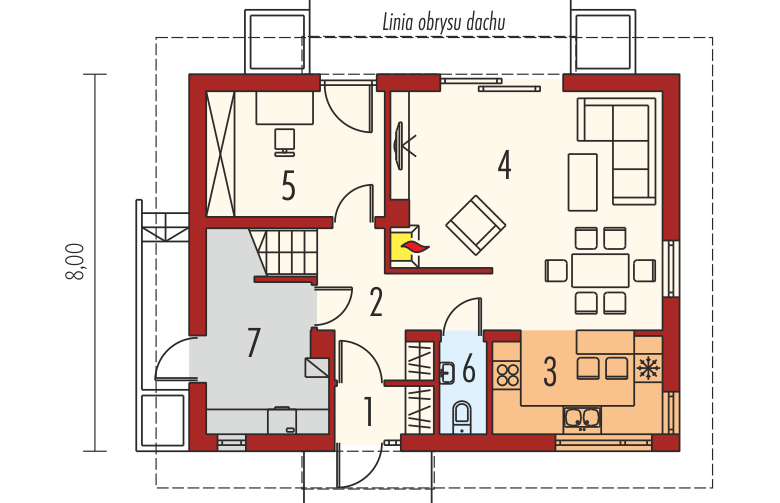 Projekt domu wielorodzinnego E1 ECONOMIC (wersja B) - parter