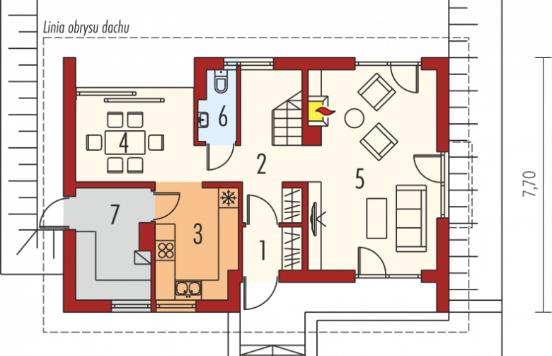 Projekt domu wielorodzinnego E2 ECONOMIC (wersja B) - parter