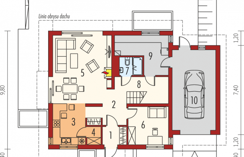 Projekt domu wielorodzinnego E5 G1 ECONOMIC (wersja A) - parter