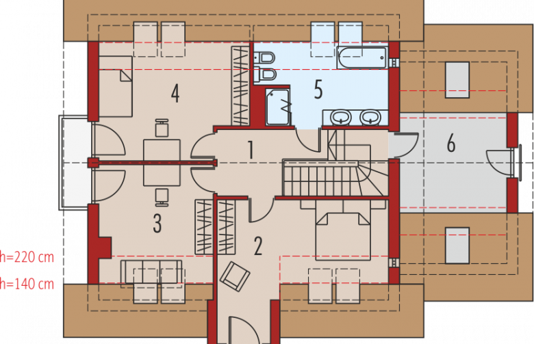 Projekt domu wielorodzinnego E5 G1 ECONOMIC (wersja A) - poddasze