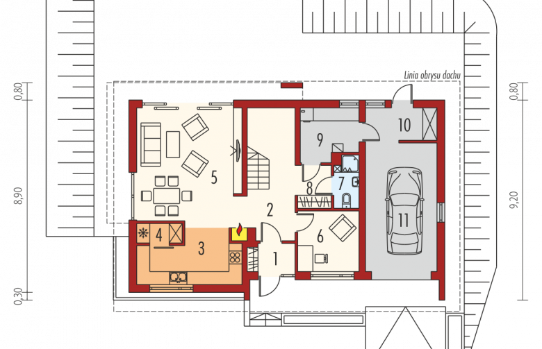 Projekt domu wielorodzinnego E6 G1 ECONOMIC (wersja B) - parter