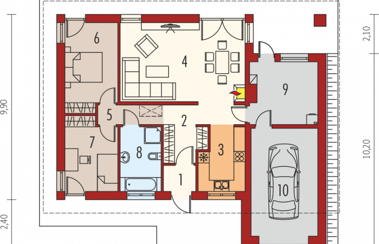 Projekt domu dwurodzinnego Edwin G1 ENERGO - parter