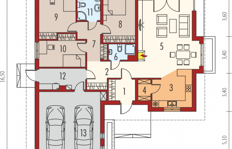 Projekt domu dwurodzinnego Eris G2 (wersja C) - parter